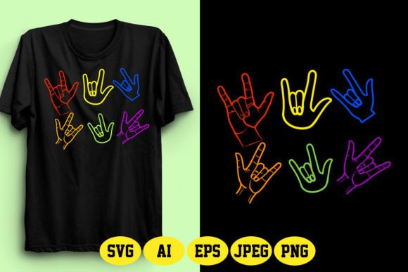 ASL Love Sign Design 3: Graphics & T-Shirt Designs