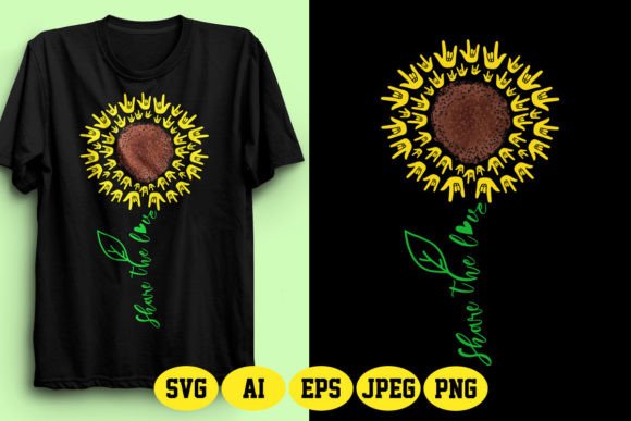 ASL Share the Love in Sunflower Design 2: Graphics & T-Shirt Designs