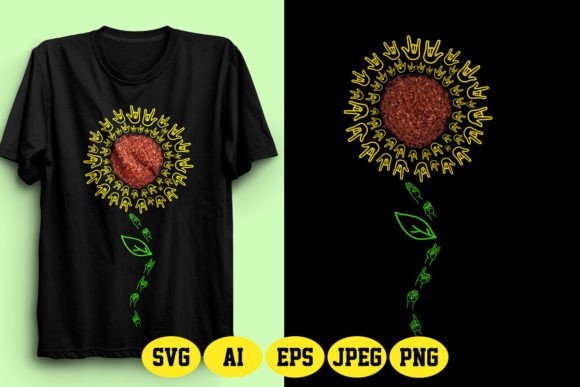 Be Kind ASL Sunflower Graphics & T-Shirt Designs