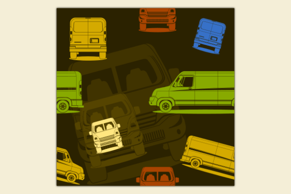 Cargo Delivery Van Dark Seamless Pattern: Graphics & Patterns