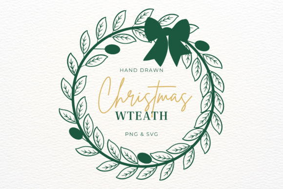 Hand Drawn Christmas Wreath SVG PNG Graphics & Illustrations